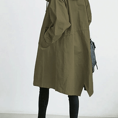 Women's Elegant Hooded Long Coat Stylish Button-Front Closure Warm Layering