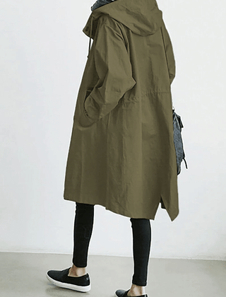 Women's Elegant Hooded Long Coat Stylish Button-Front Closure Warm Layering