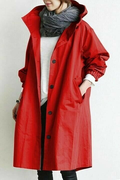 Women's Elegant Hooded Long Coat Stylish Button-Front Closure Warm Layering