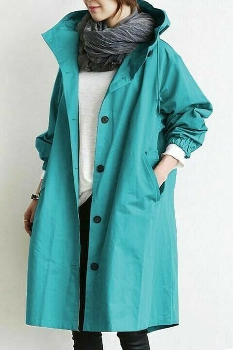 Women's Elegant Hooded Long Coat Stylish Button-Front Closure Warm Layering