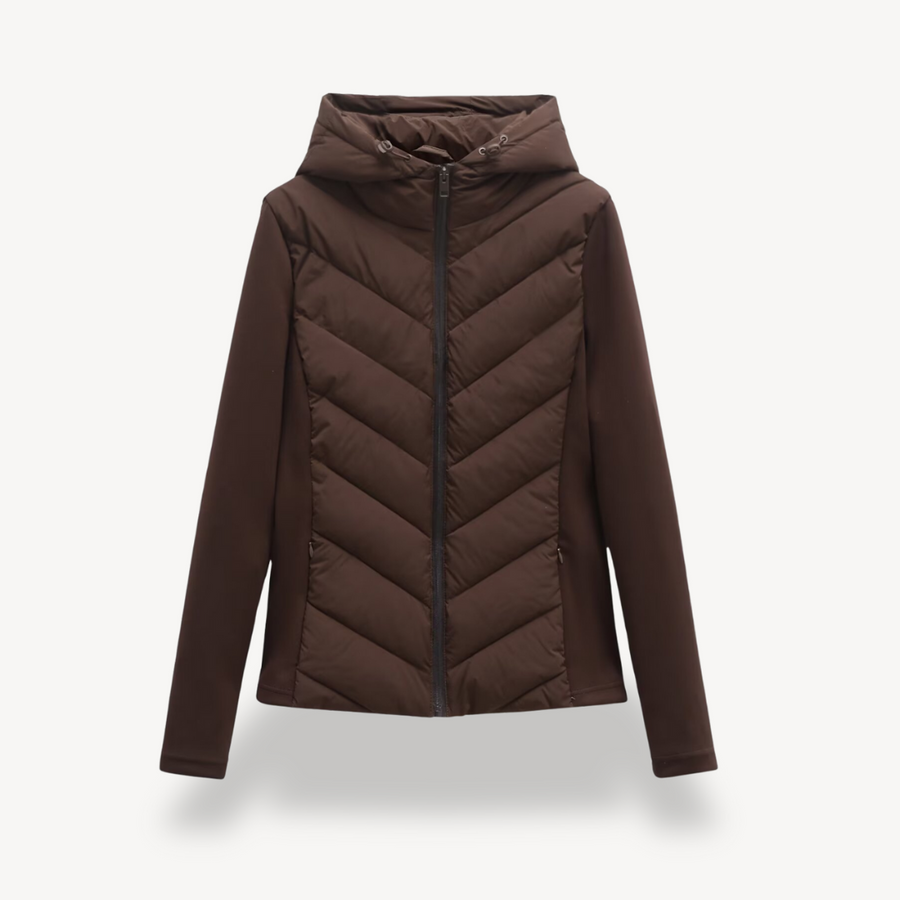 Women's Quilted Jacket Hooded Zip Closure Stylish Casual Layering