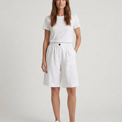 Women's Relaxed Fit Casual Shorts Outfit for Work Casual Days Holidays and Everyday Wear - White Front [Lystr 6ac79022b0c2148f076d4bfb:white:front]