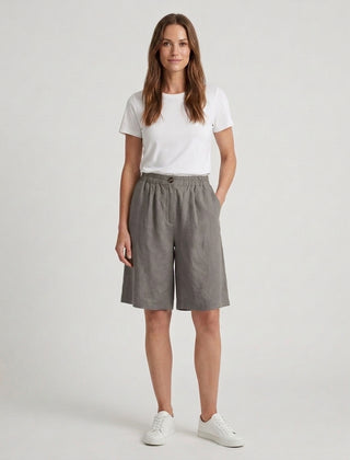 Women's Relaxed Fit Casual Shorts Outfit for Work Casual Days Holidays and Everyday Wear - Gray Front [Lystr 6ac79022b0c2148f076d4bfb:gray:front]