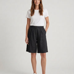 Women's Relaxed Fit Casual Shorts Outfit for Work Casual Days Holidays and Everyday Wear - Black Front [Lystr 6ac79022b0c2148f076d4bfb:black:front]