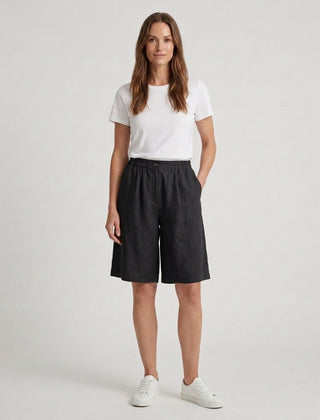 Women's Relaxed Fit Casual Shorts Outfit for Work Casual Days Holidays and Everyday Wear - Black Front [Lystr 6ac79022b0c2148f076d4bfb:black:front]