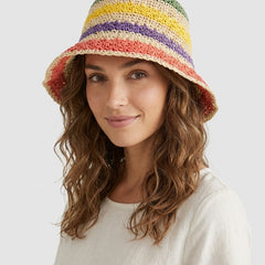 Women's Striped Bucket Hat for Work Travel Holidays Shopping Commutes and Everyday Use - Front [Lystr 6ac8dc4741a4d9e327f5d07d:front]