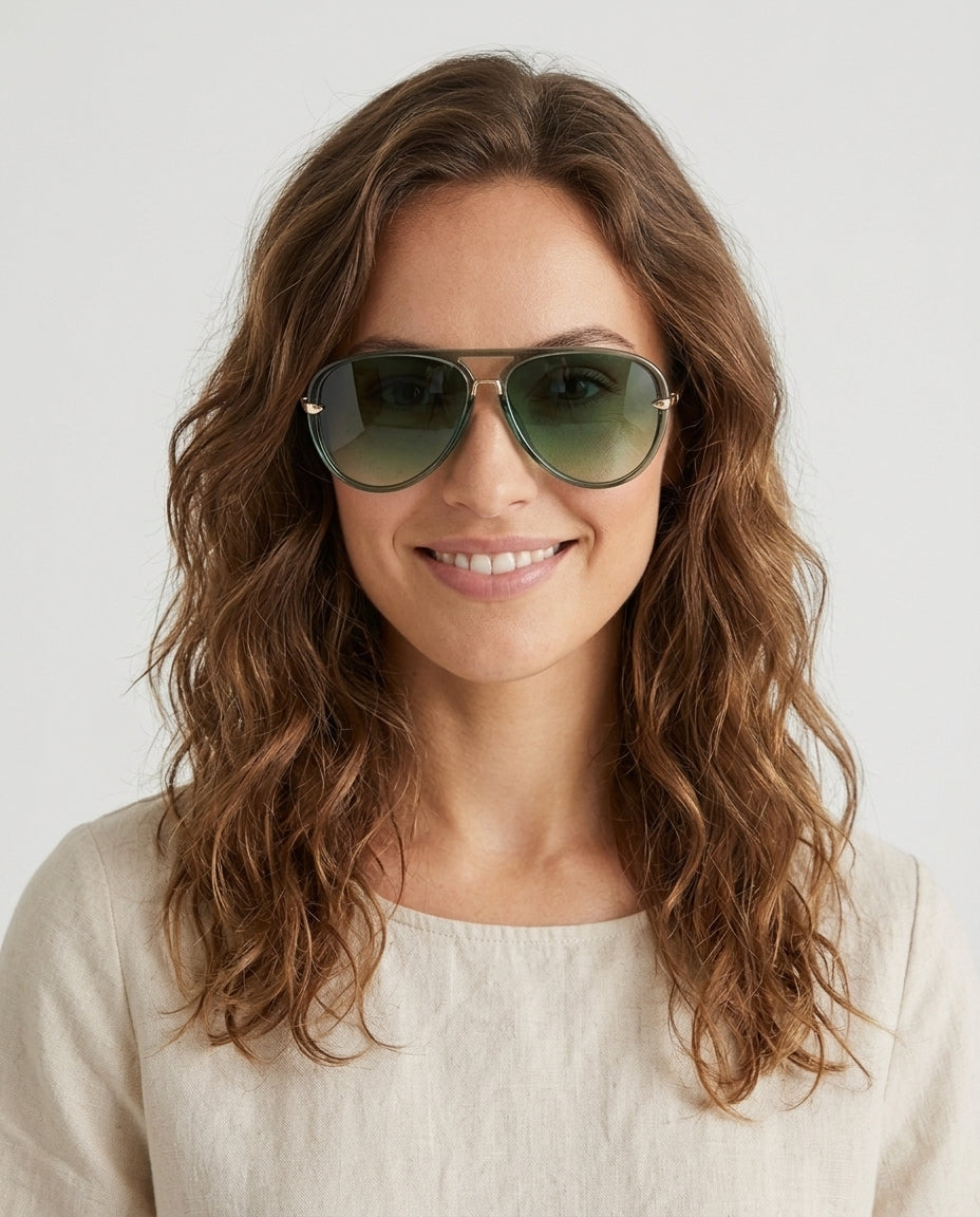 Women's Retro Aviator Sunglasses Outfit for Weddings Parties Holidays Occasions and Everyday Wear - Front [Lystr 6ac8defe8e6722b849330ed1:front]