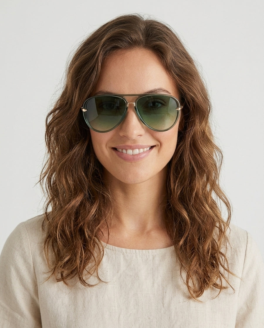 Women's Retro Aviator Sunglasses Outfit for Weddings Parties Holidays Occasions and Everyday Wear - Front [Lystr 6ac8defe8e6722b849330ed1:front]