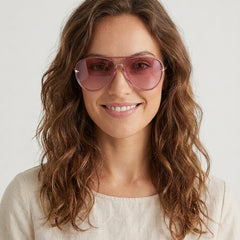 Women's Retro Aviator Sunglasses Outfit for Weddings Parties Holidays Occasions and Everyday Wear - Pink Front [Lystr 6ac8defe8e6722b849330ed1:pink:front]