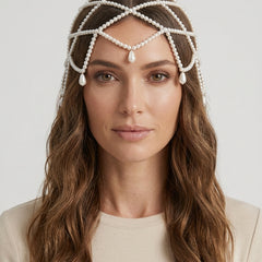 Women's Pearl Beaded Headpiece Festival Vacation Outfit for Weddings Parties Holidays Occasions and Everyday Wear - Front [Lystr 6ac8e12841a4d9e327f5d094:front]