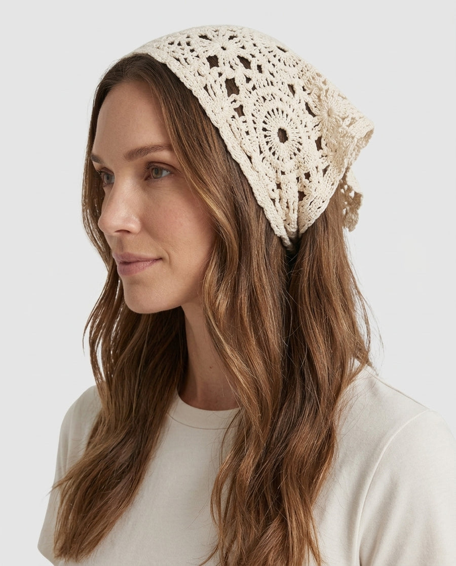 Women's Open-Knit Head Boho Scarf Knitwear for Autumn Winter Layering Cosy Days and Everyday Wear - Front [Lystr 6ac8e21741a4d9e327f5d0a6:front]