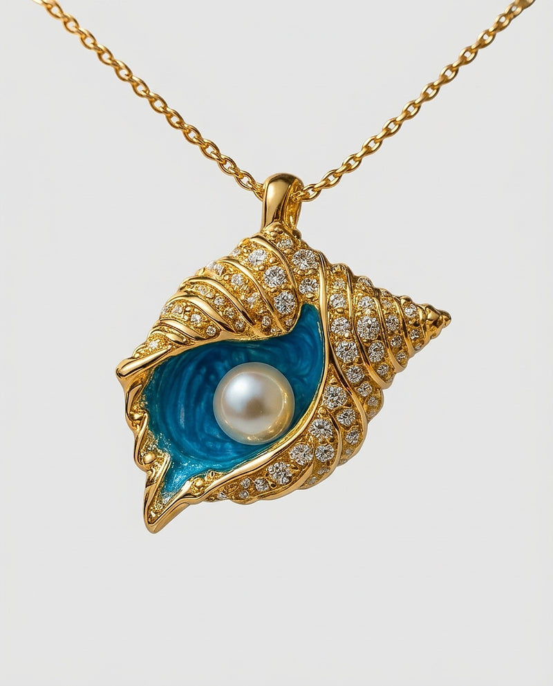 Women's Gold Pearl Seashell Necklace Statement Jewellery Jewelry Gift for Women Weddings Parties Prom and Everyday Wear