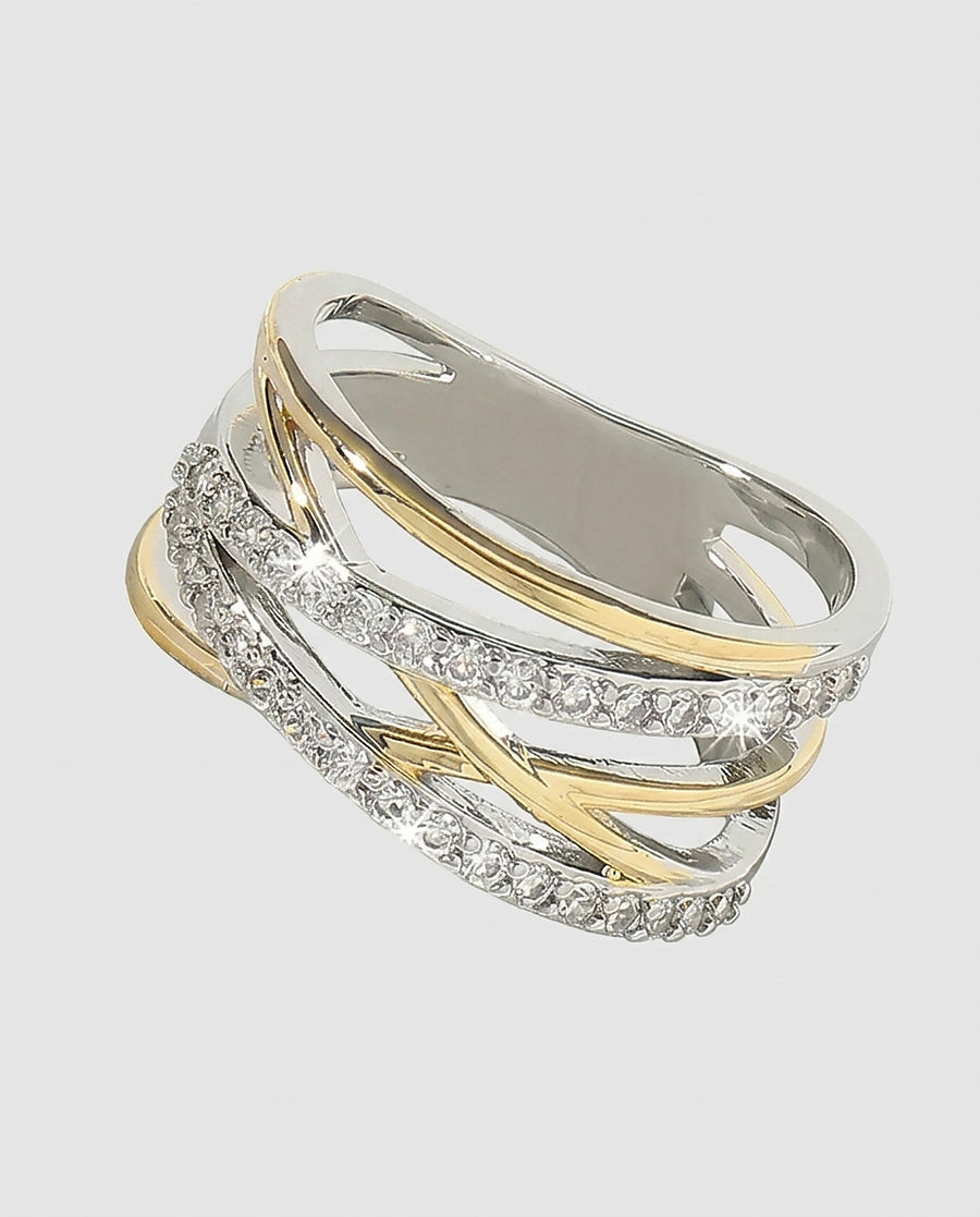 Women's Gold Radiance Mixed Ring Statement Jewellery Jewelry Gift for Women Weddings Parties Prom and Everyday Wear - Front [Lystr 6aca546ccb043f6c72074c2d:front]