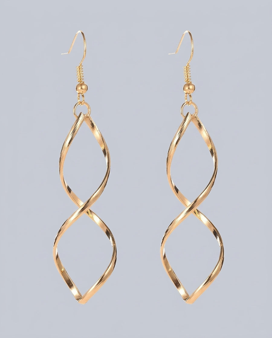 Women's Gold Spiral Earrings Statement Jewellery Jewelry Gift for Women Weddings Parties Prom and Everyday Wear - Front [Lystr 6aca5b4354da811b62974584:front]