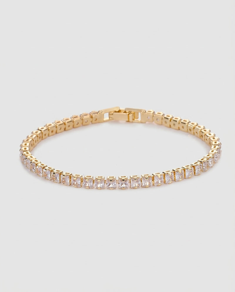Women's Gold Square Tennis Bracelet Statement Jewellery Jewelry Gift for Women Weddings Parties Prom and Everyday Wear