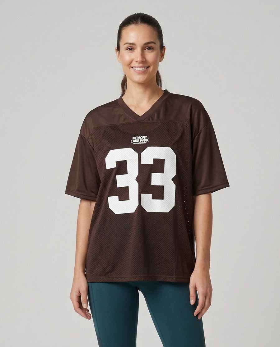 Women's Casual Oversized Football Jersey T Number Graphic Shirt Outfit for Work Brunch Casual Days and Everyday Wear - Front [Lystr 6aca85fe4dcd070456decf9c:front]