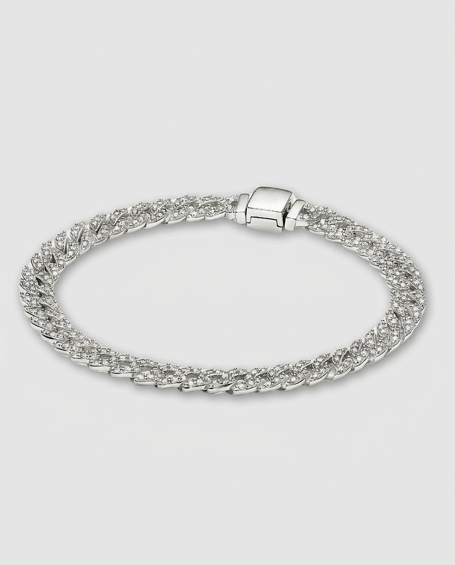 Women's White Gold Cuban Bracelet Statement Jewellery Jewelry Gift for Women Weddings Parties Prom and Everyday Wear - Front [Lystr 6acb22a56073f0d4d3186c25:front]