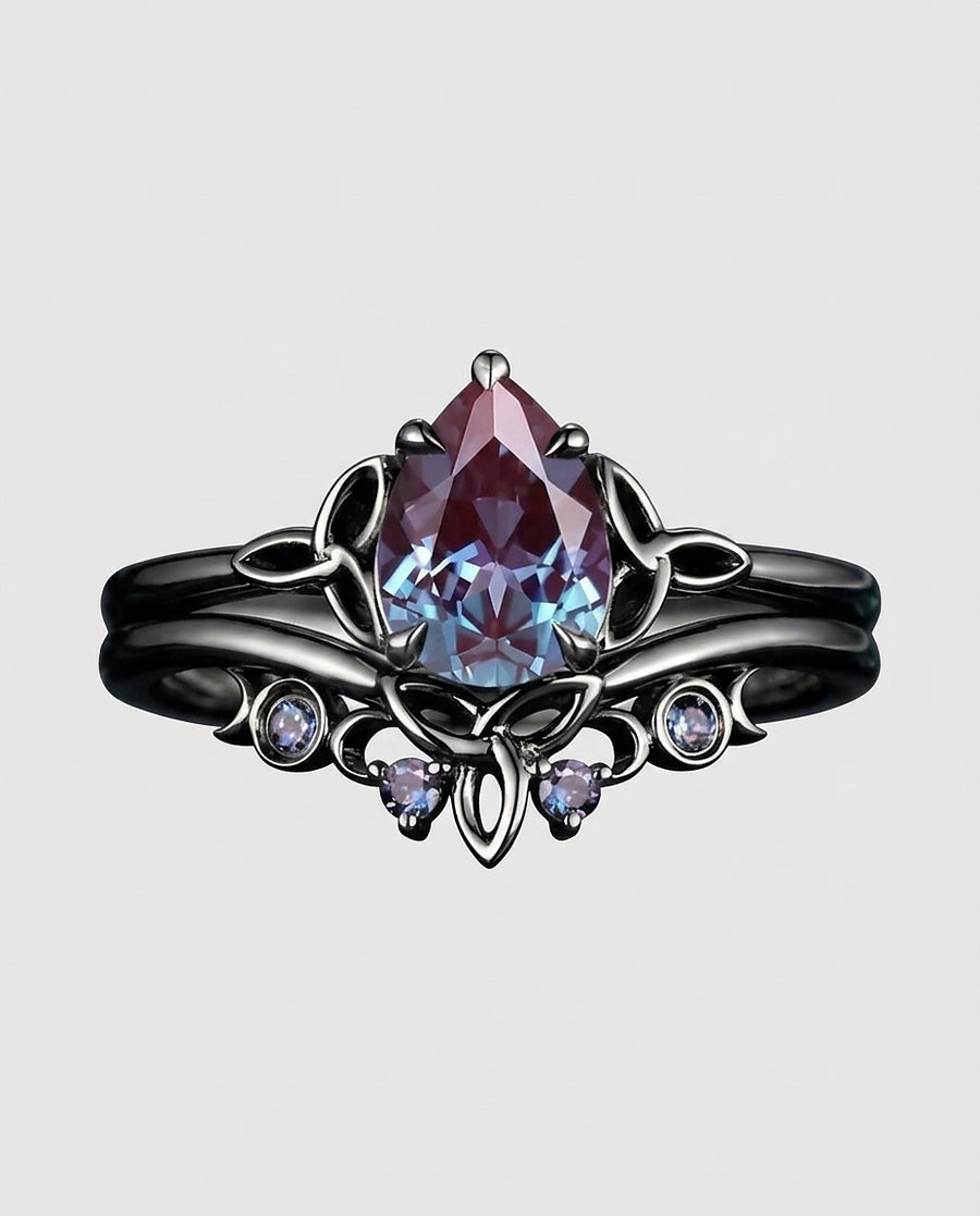 Women's White Gold Amethyst Ring Statement Jewellery Jewelry Gift for Women Weddings Parties Prom and Everyday Wear - Front [Lystr 6acb26e455a6208493d7ae47:front]