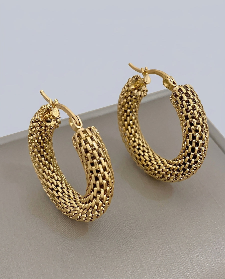 Women's Gold Hoop Earrings Statement Jewellery Jewelry Gift for Women Weddings Parties Prom and Everyday Wear - Front [Lystr 6acb2c1d55a6208493d7ae5b:front]