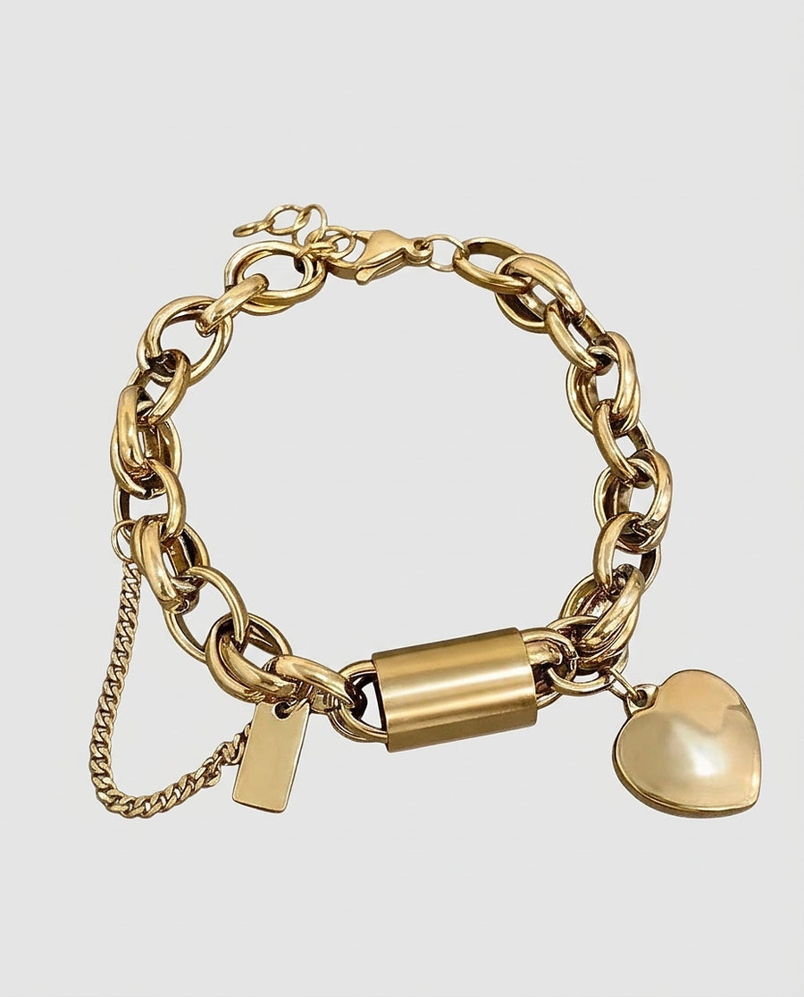 Women's Gold Chunky Bracelet Statement Jewellery Jewelry Gift for Women Weddings Parties Prom and Everyday Wear - Front [Lystr 6acb380355a6208493d7ae75:front]