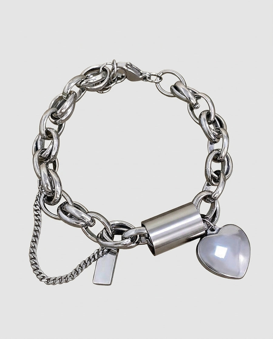 Women's Gold Chunky Bracelet Statement Jewellery Jewelry Gift for Women Weddings Parties Prom and Everyday Wear - White Gold Front [Lystr 6acb380355a6208493d7ae75:white gold:front]