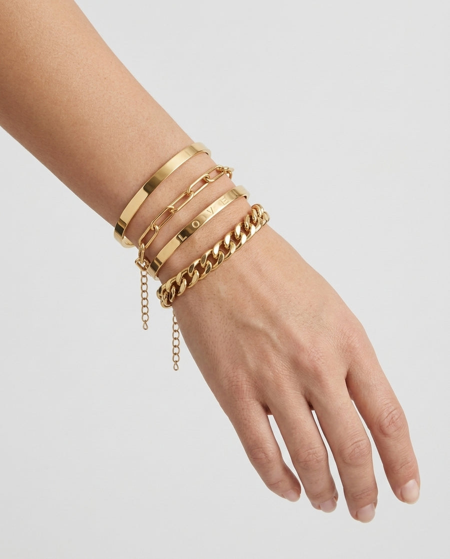 Women's Gold Bracelet Set Statement Jewellery Jewelry Gift for Women Weddings Parties Prom and Everyday Wear - Front [Lystr 6acb4536b0155209139417a6:front]