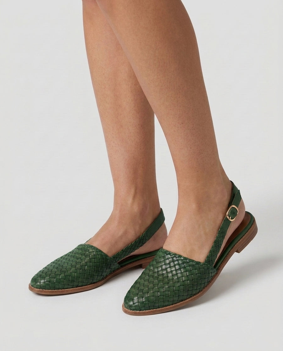 Women's Woven Loafers Footwear for Summer Holidays Weddings Parties and Everyday Wear - Green Front [Lystr 6adb4ee79bc79a082044c4cd:green:front]