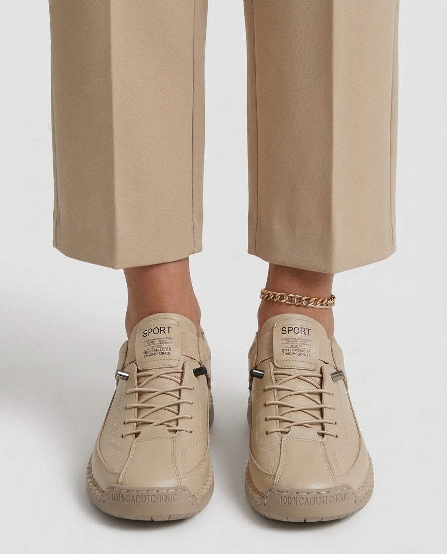 Women's Slip-On Sneakers Stylish Supportive Everyday Casual Lightweight - Beige Front [Lystr 6ae45712e26ad7f2779c6a02:beige:front]