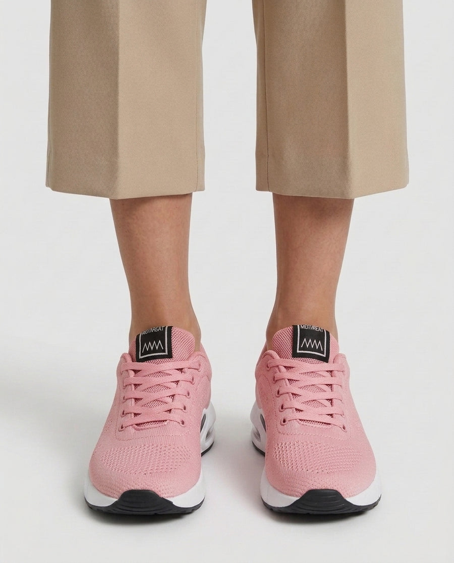 Women's Casual Sneakers Lace-Up Supportive Design Everyday Versatile Style - Pink Front [Lystr 6ae457f8e26ad7f2779c6a04:pink:front]