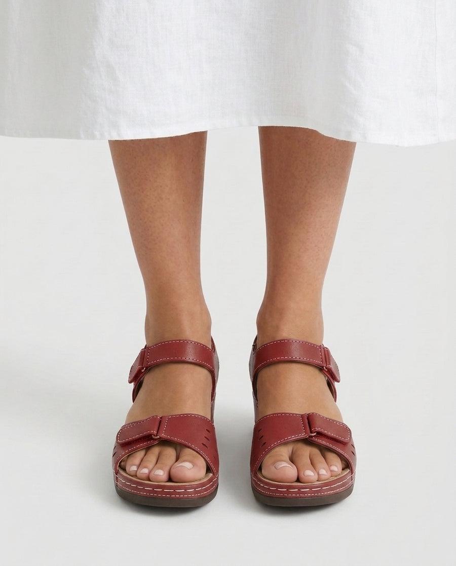 Women's Wedge Footwear Sandals Footwear for Summer Holidays Weddings Parties and Everyday Wear - Red Front [Lystr 6ae46564d8c4b23a4e2d41e3:red:front]