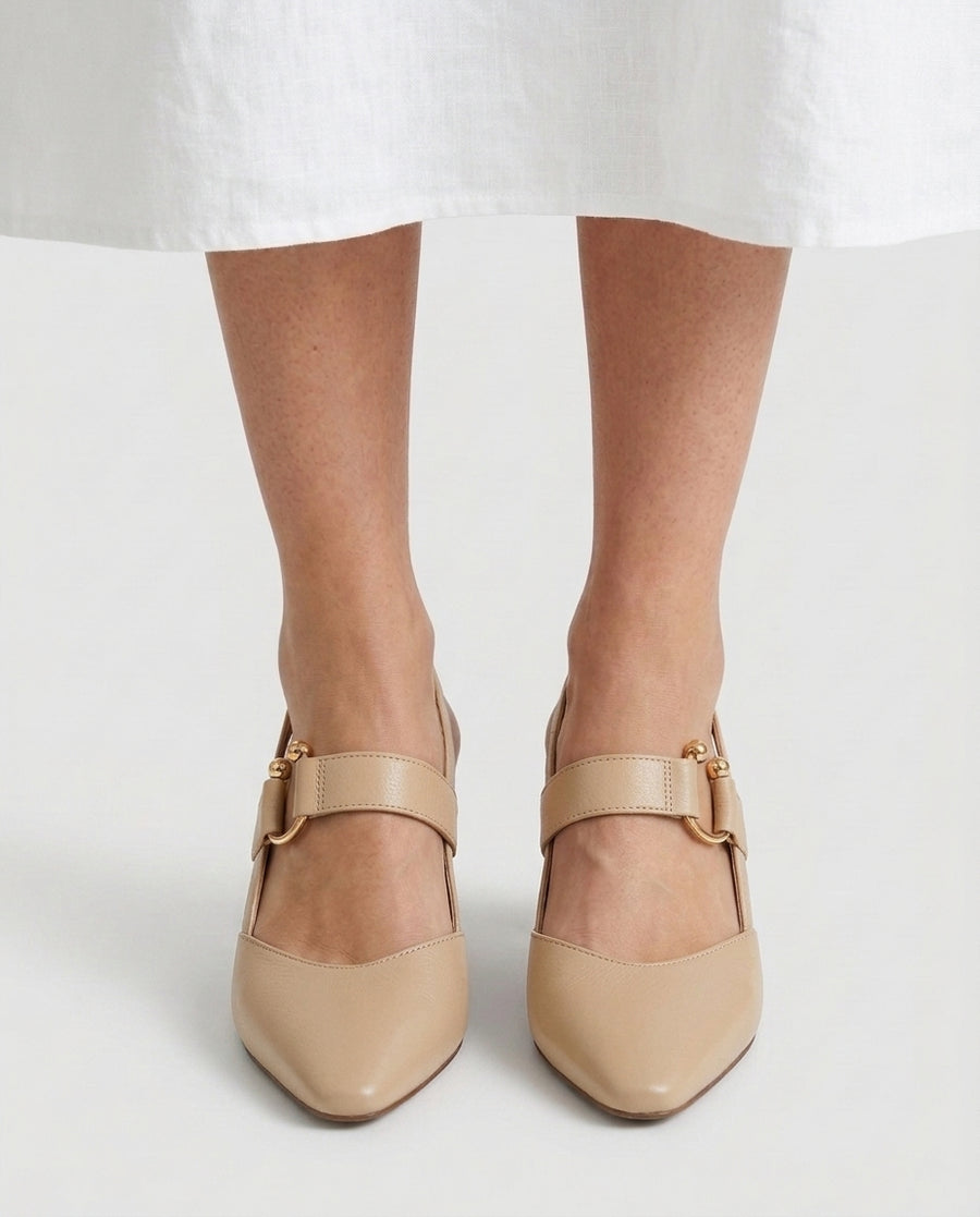 Women's Comfort Heels Footwear for Summer Holidays Weddings Parties and Everyday Wear - Beige Front [Lystr 6ae46605d8c4b23a4e2d41e7:beige:front]