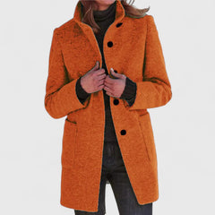 Women's Elegant Overcoat Tailored Fit Long Sleeve Notched Collar Classic Style