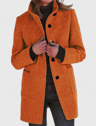 Women's Elegant Overcoat Tailored Fit Long Sleeve Notched Collar Classic Style