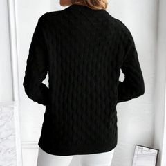 Women's Classic Cable Knit Sweater Crewneck Long Sleeve Versatile Layering