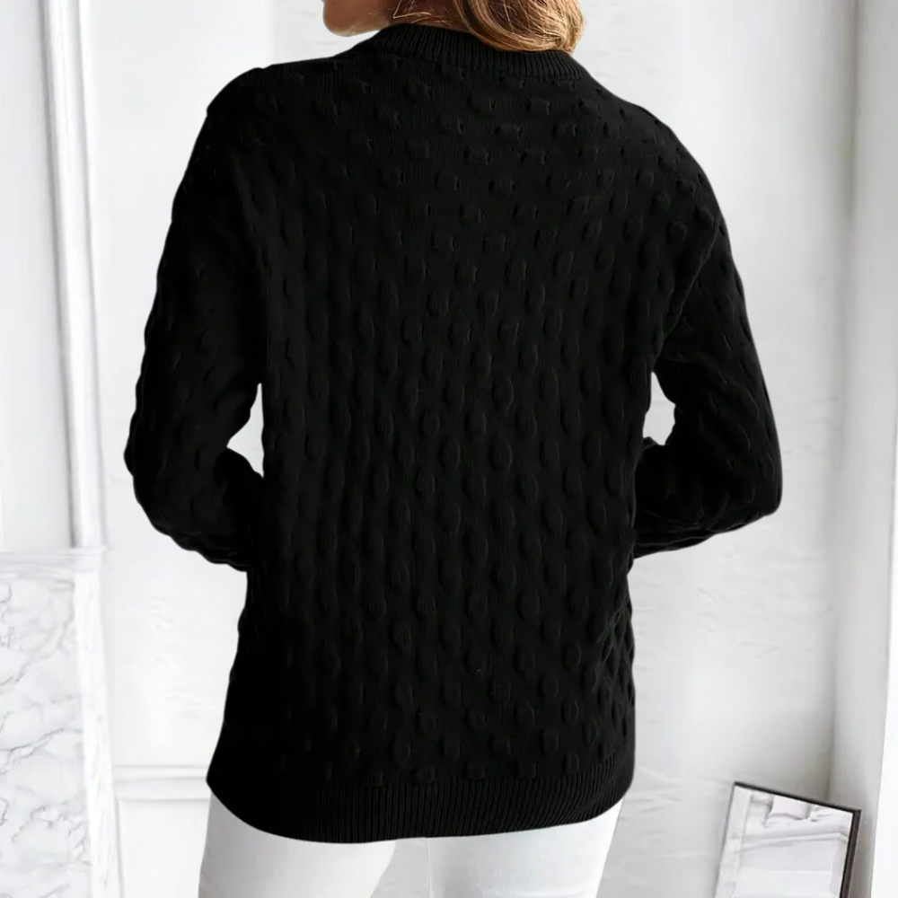 Women's Classic Cable Knit Sweater Crewneck Long Sleeve Versatile Layering
