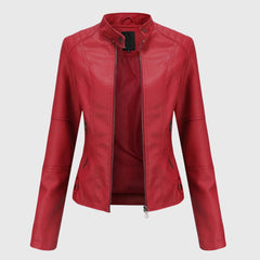 Women's Chic Biker Jacket Asymmetrical Zip Closure Stylish Casual Outerwear