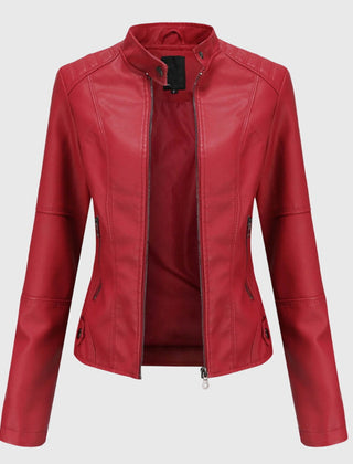 Women's Chic Biker Jacket Asymmetrical Zip Closure Stylish Casual Outerwear