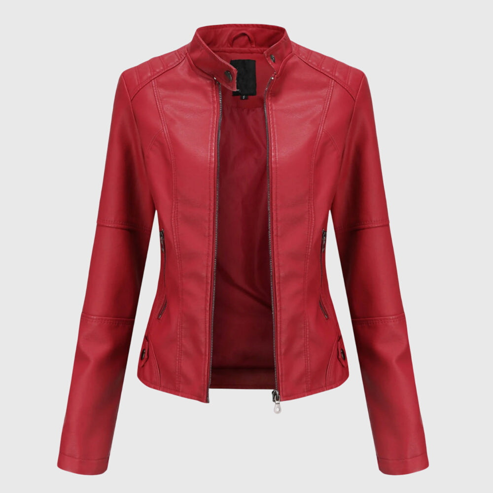 Women's Chic Biker Jacket Asymmetrical Zip Closure Stylish Casual Outerwear