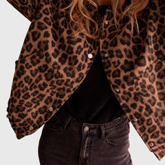 Women's Stylish Jacket Leopard Print Relaxed Fit Long Sleeve Casual Everyday