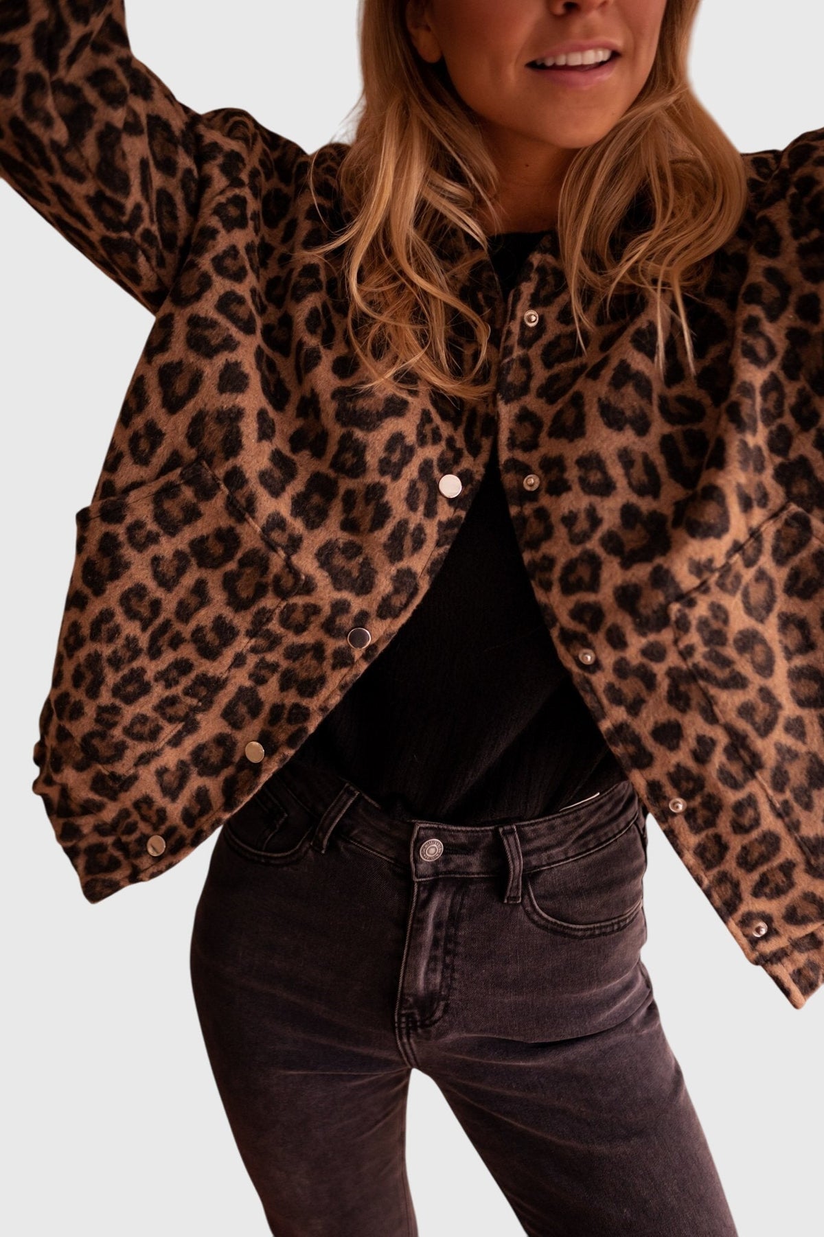 Women's Stylish Jacket Leopard Print Relaxed Fit Long Sleeve Casual Everyday