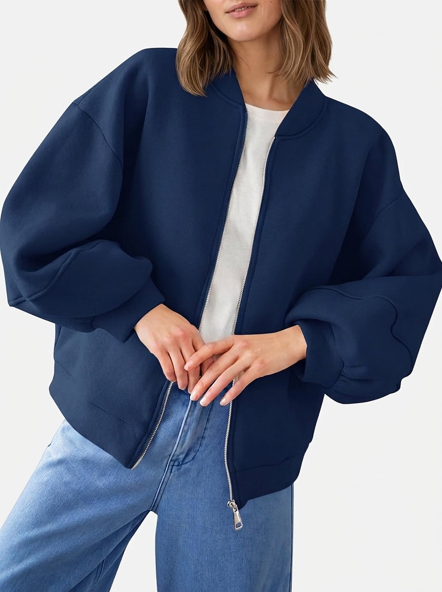Women’s Bomber Jacket with Lantern Sleeves