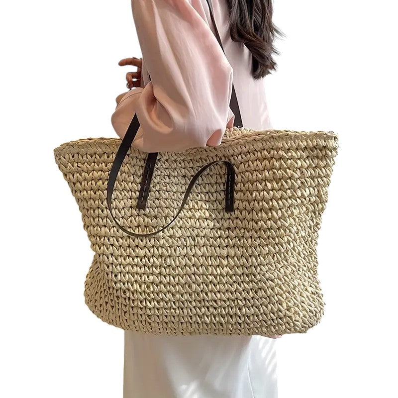 Women's Woven Tote Bag Spacious Everyday Casual Stylish Versatile