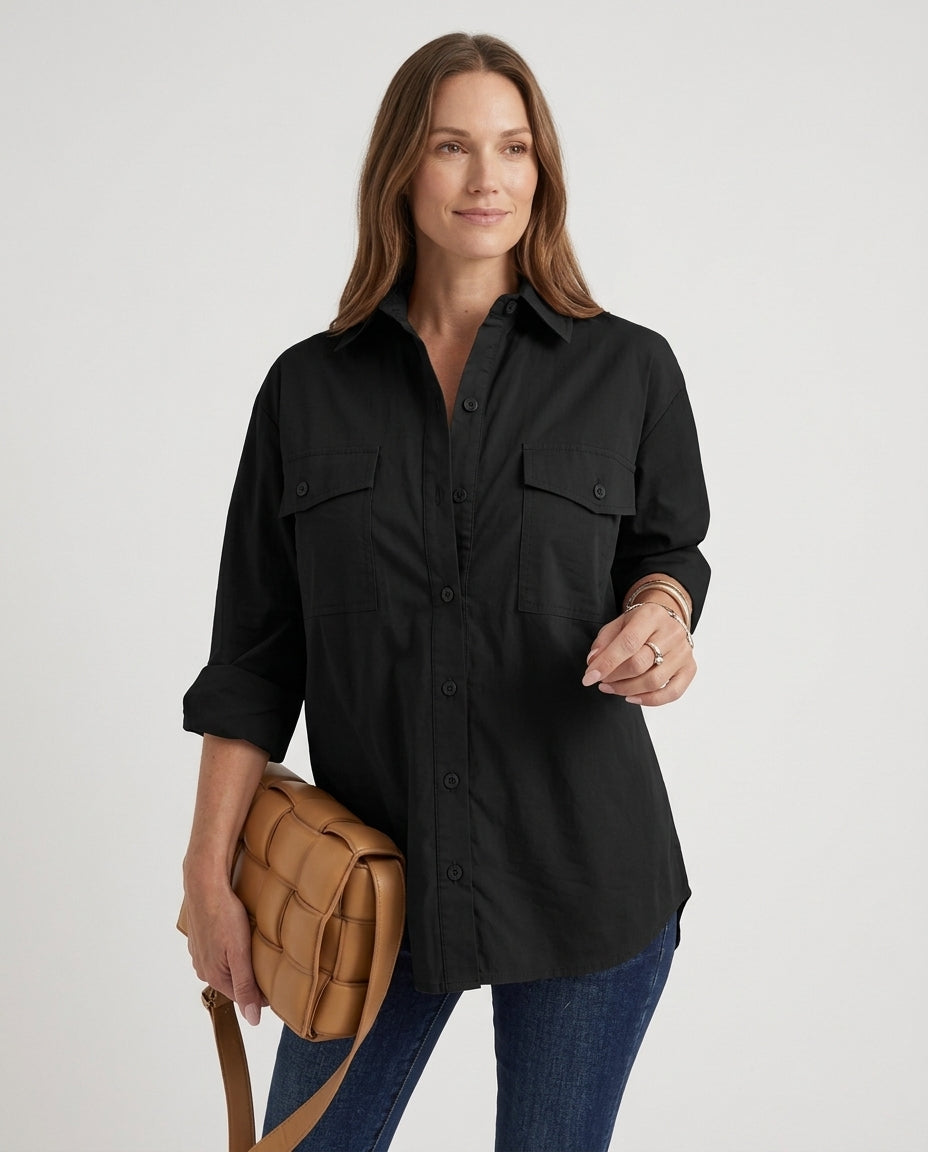 Women’s Button-Down Shirt with Dual Chest Pockets