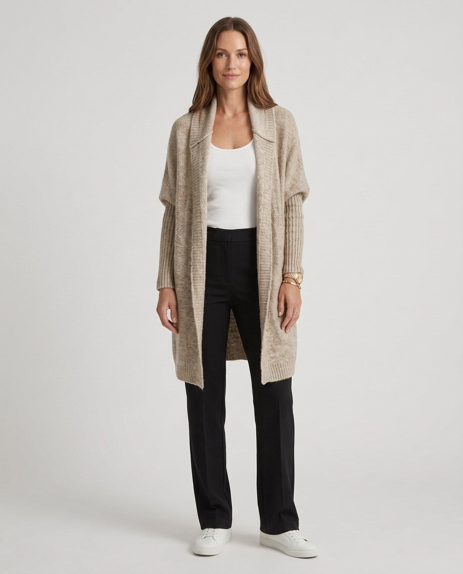 Women’s Hooded Cardigan with Color-Blocked Design