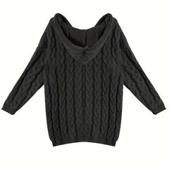 Women's Relaxed V-Neck Sweater Cable Knit Casual Layering Everyday Style