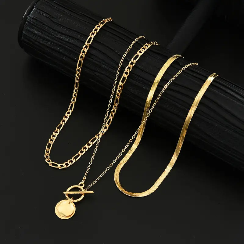 Women's Gold Layered Textured Necklace Statement Jewellery Jewelry Gift for Women Weddings Parties Prom and Everyday Wear