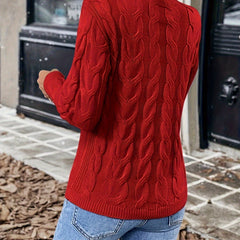 Women's Stylish Cable Knit Turtleneck Sweater Fitted Long Sleeve Cozy Casual
