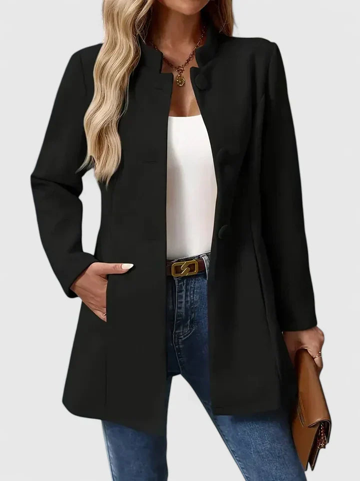 Women's Elegant Jacket Tailored Fit Long Sleeve Notched Collar Classic Occasion