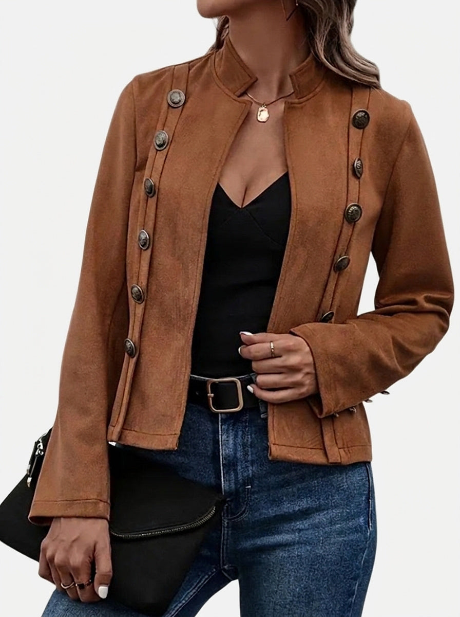 Women’s Double-Breasted Jacket with Stand Collar