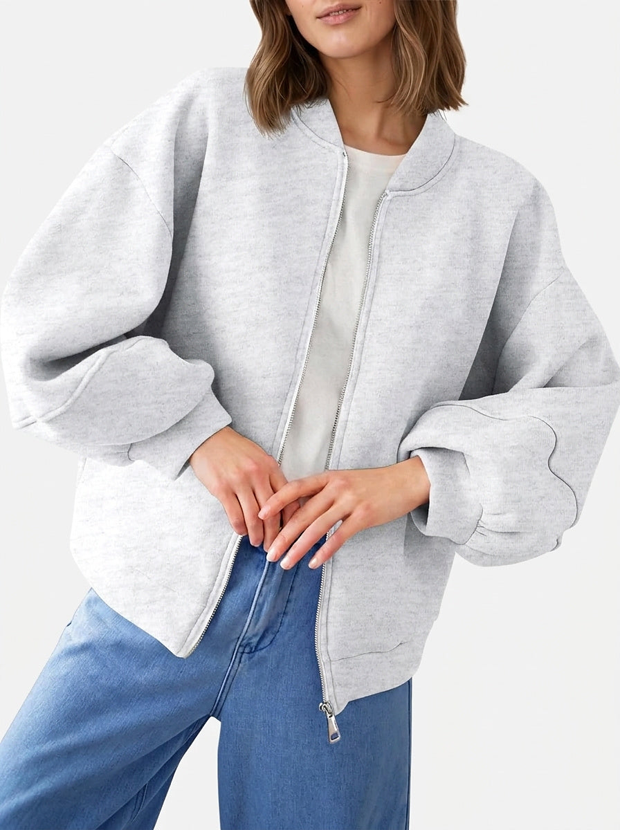 Women’s Bomber Jacket with Lantern Sleeves